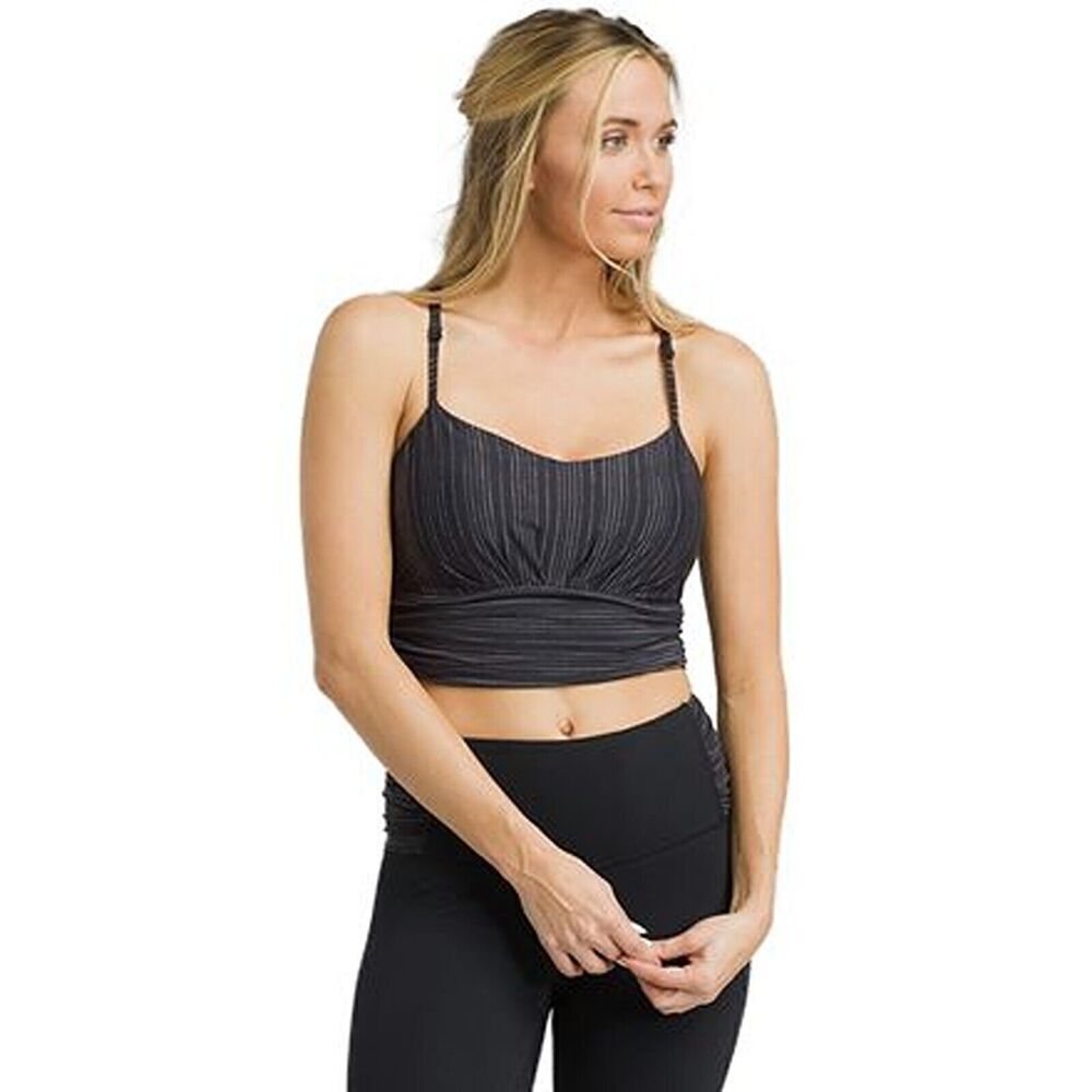 PrAna Women's Lici Bra Gray Medium Solid Bleached Gray Bllv V-Neck‎